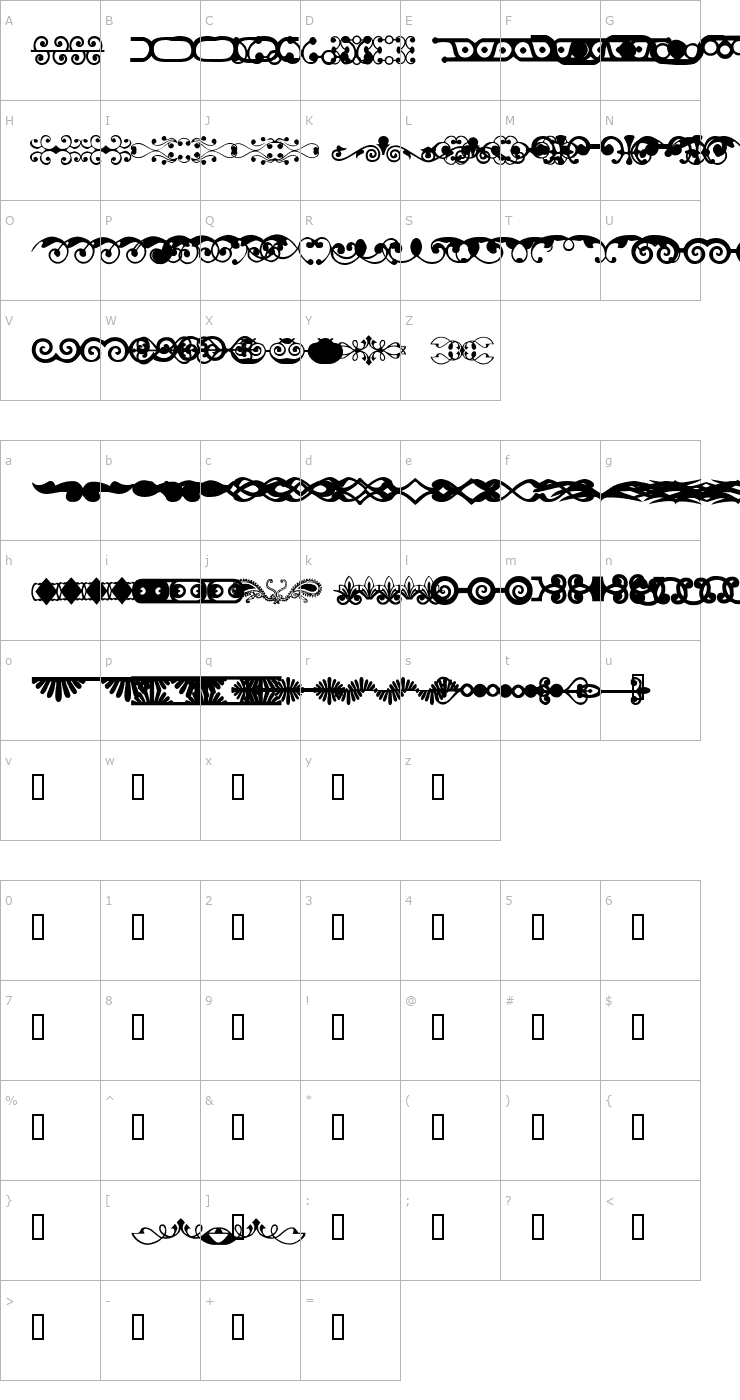 Character Map ACDividers Font