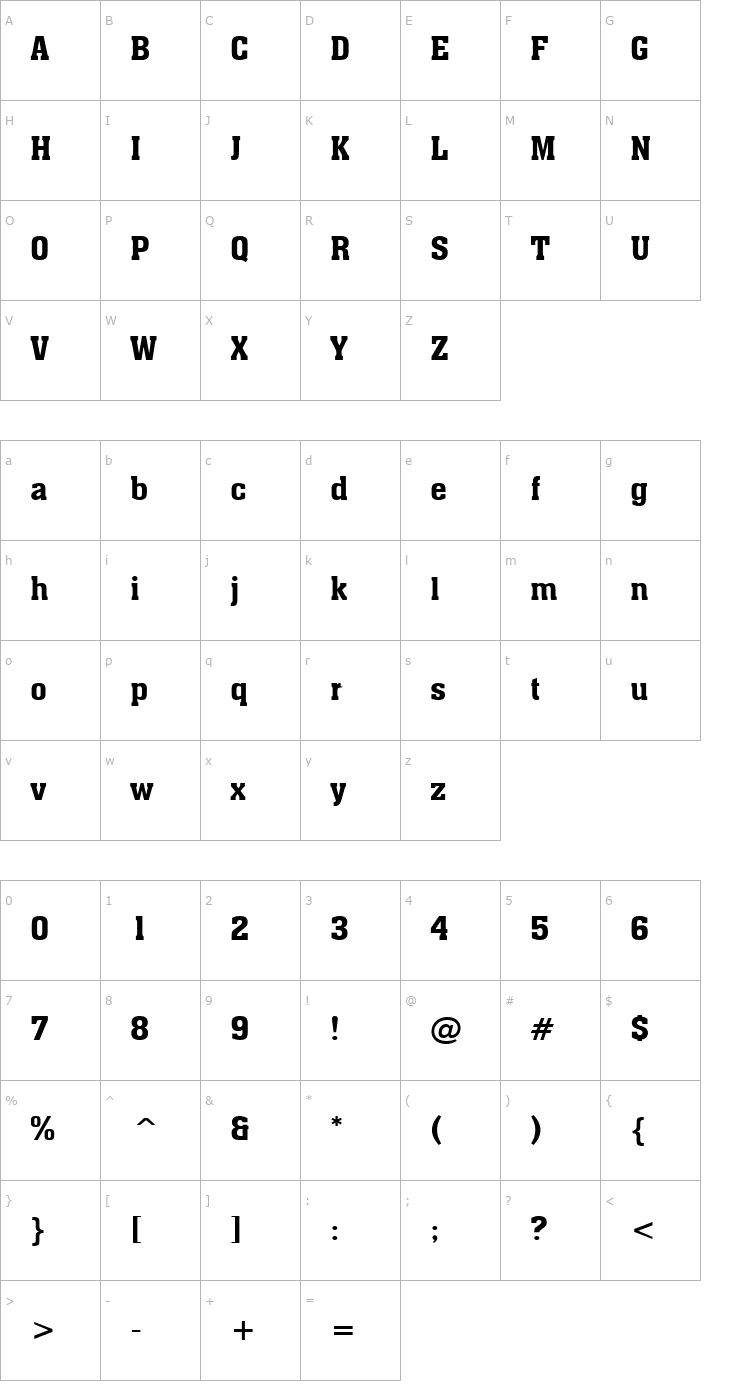 Character Map Ache Bold Font