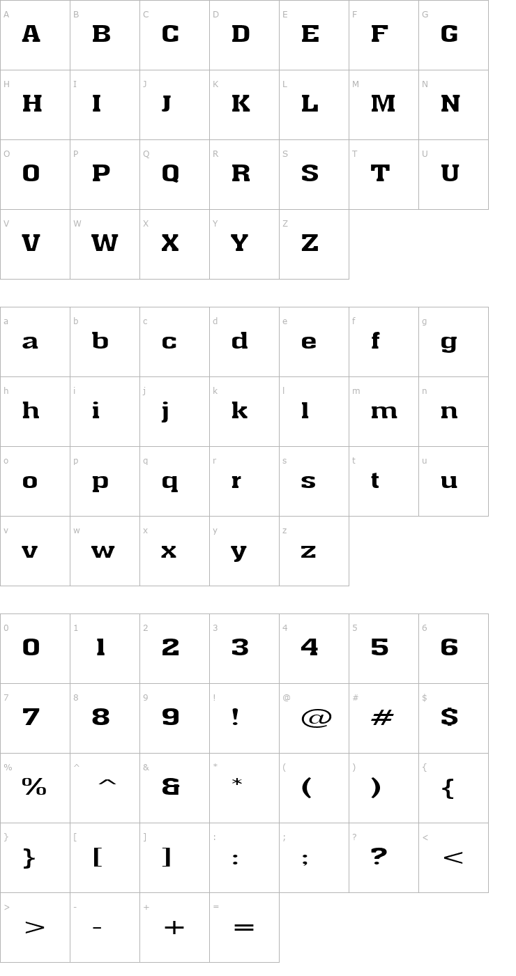 Character Map Ache Extended Normal Font