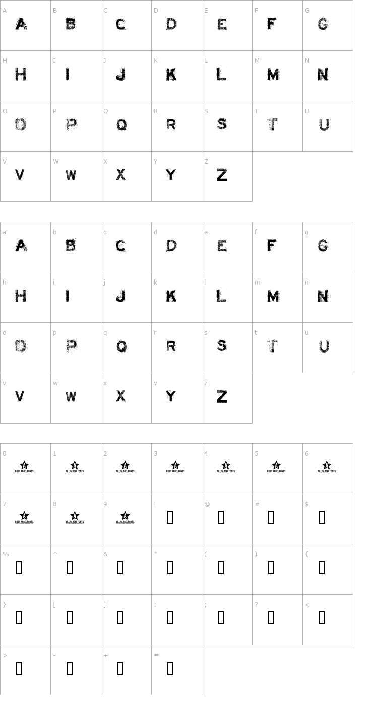 Character Map Acid Label Font