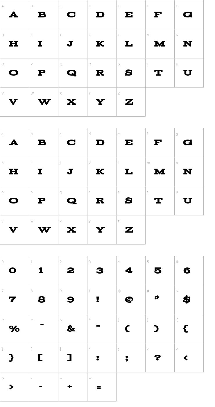 Character Map Acknowledgement Font