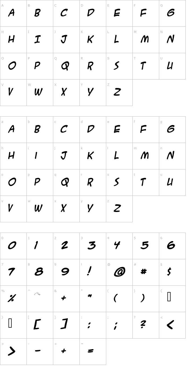 Character Map A.C.M.E. Secret Agent Bold Font