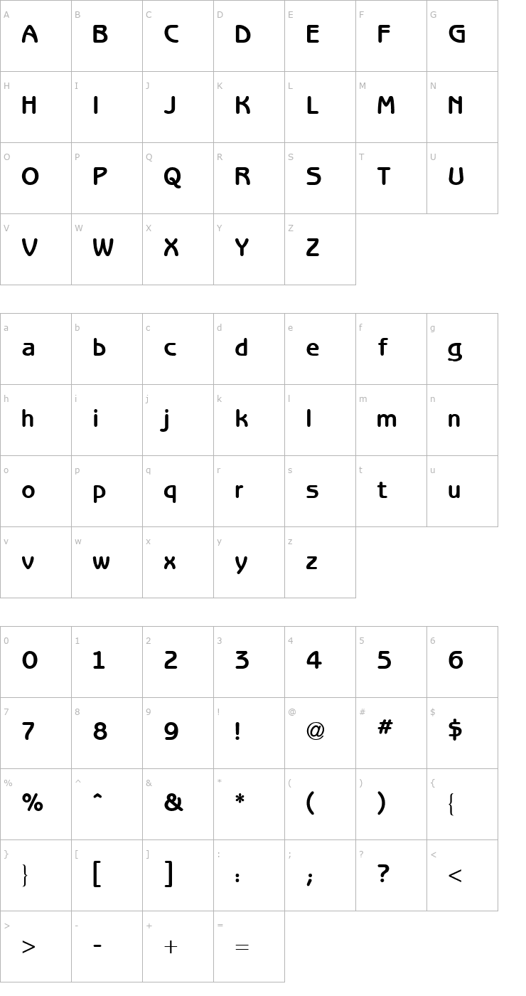 Character Map Acrylic Font