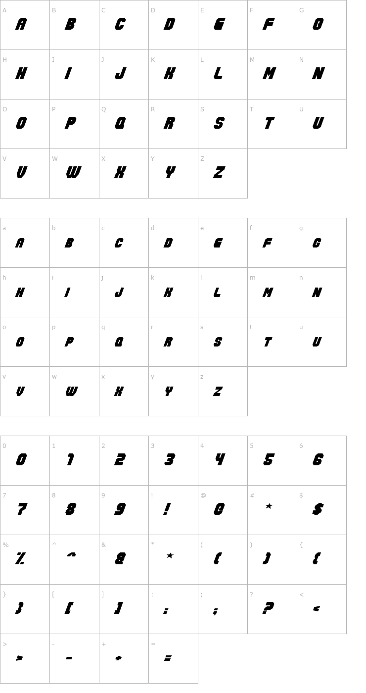 Character Map Action Force Normal Font