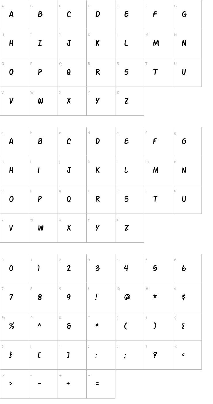 Character Map Action Man Font