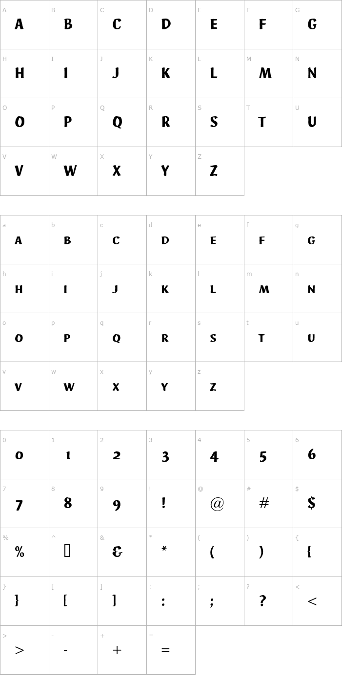 Character Map Ad Hoc SmallCaps Font