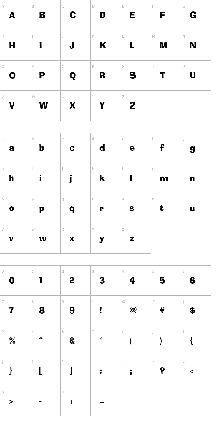 Character Map Ad Lib ICG Font