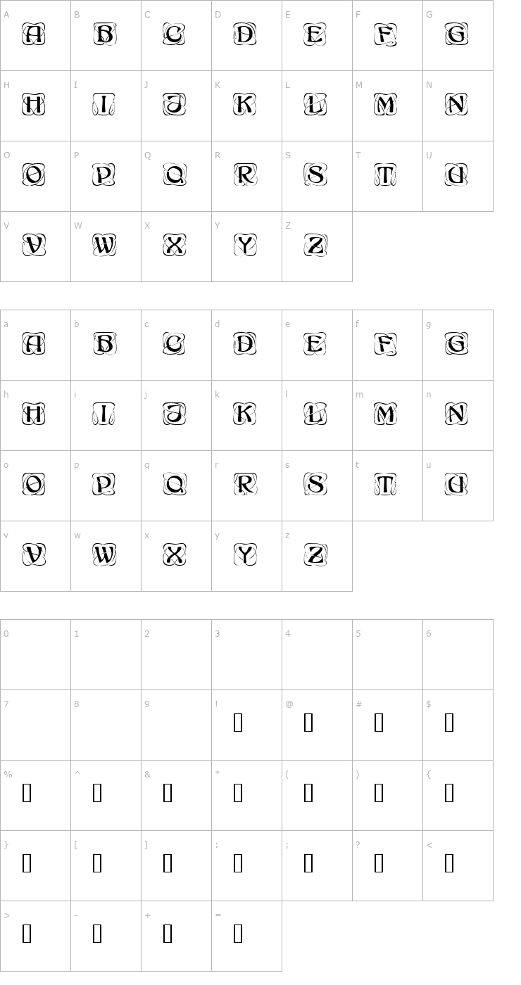 Character Map AdageDisplayCapsSSK Font