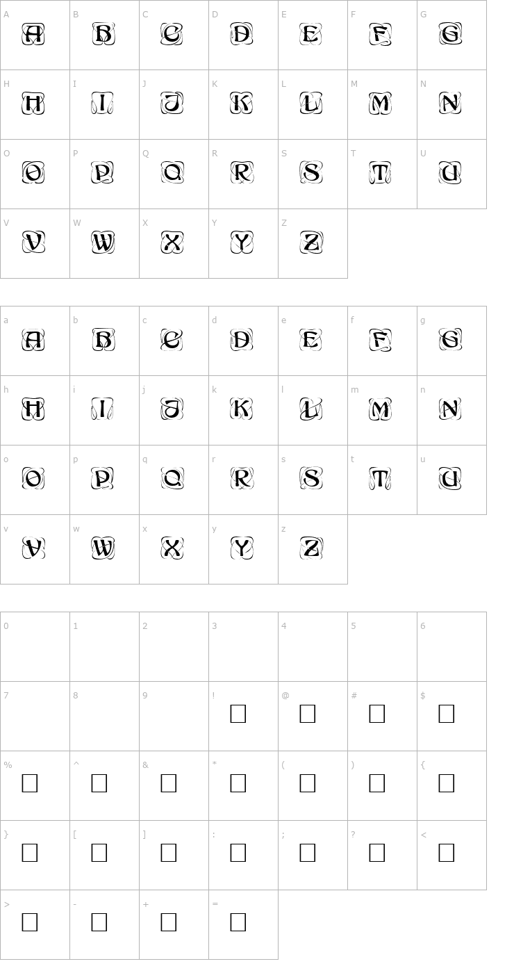Character Map AdageDisplayCapsSSK Regular Font