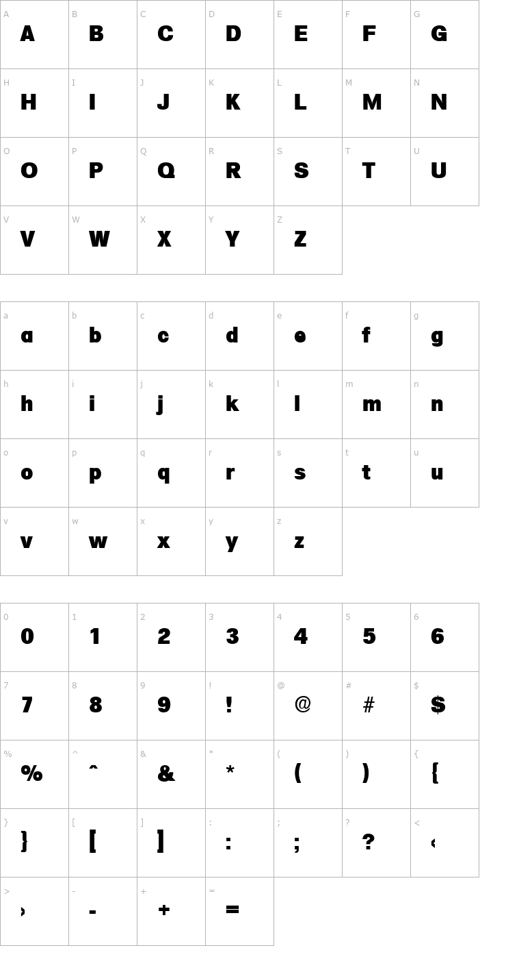 Character Map AdamBecker-Heavy Font