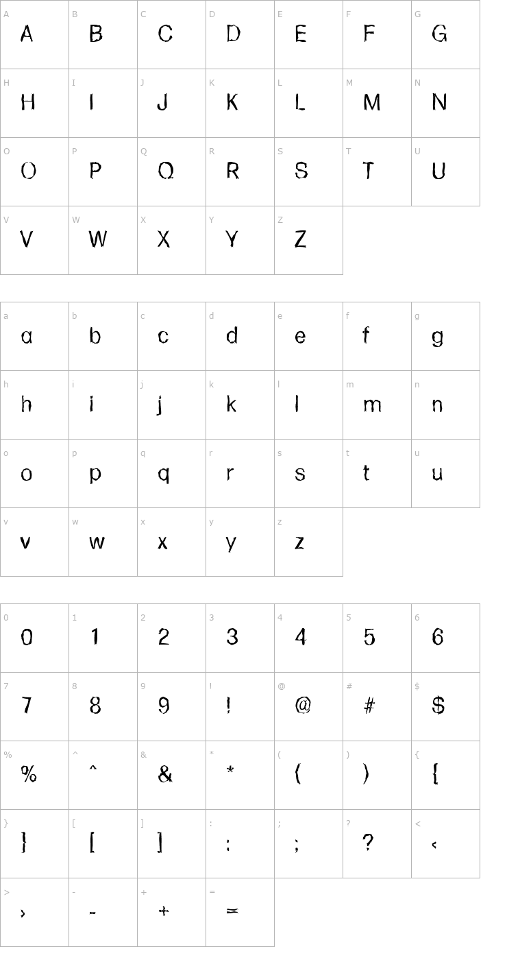 Character Map AdamBeckerRandom-Regular Font