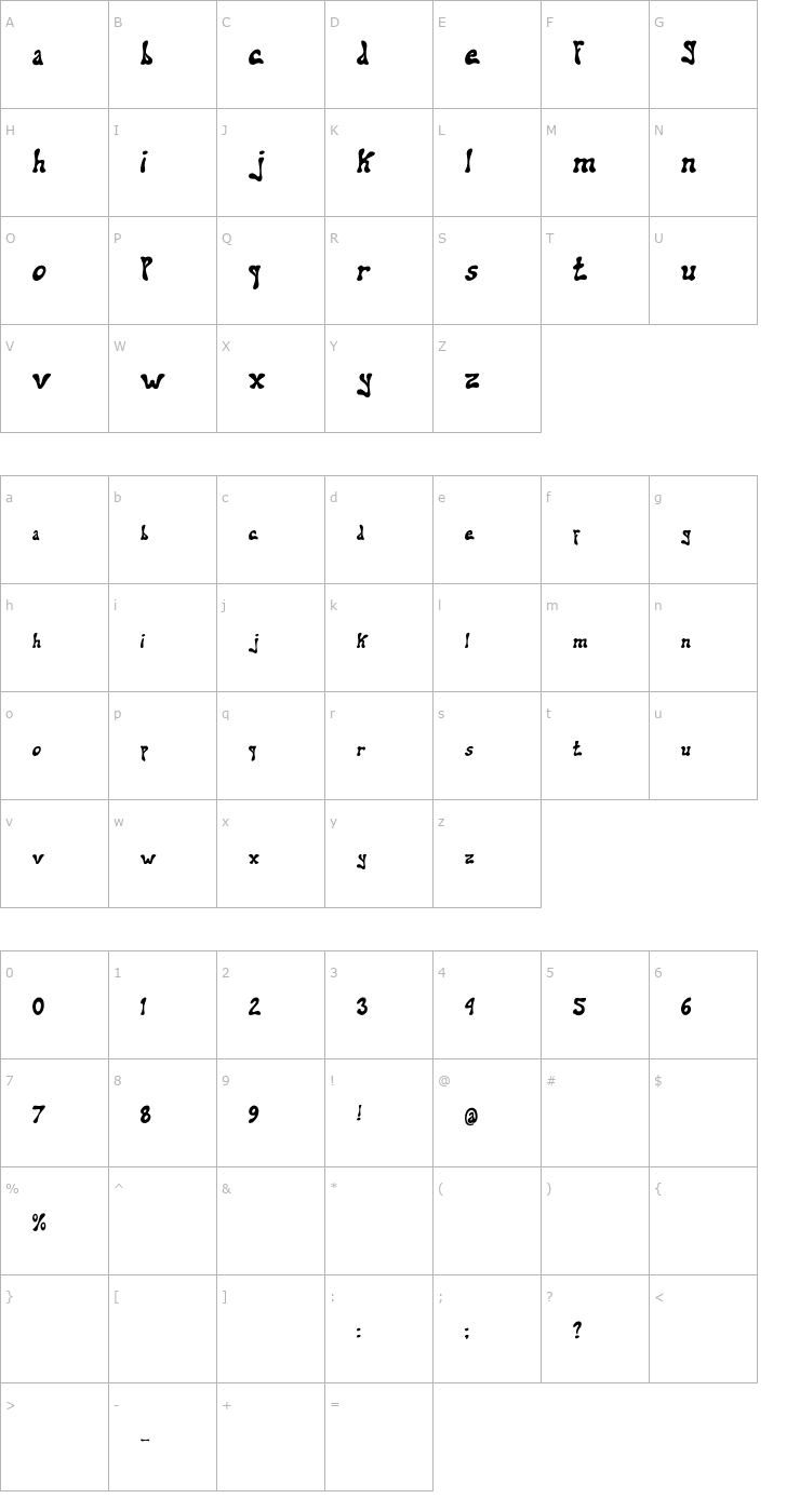 Character Map Addiel Font