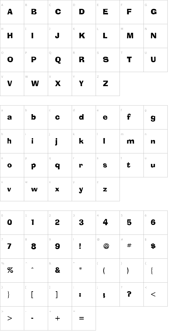 Character Map Adelaide Font