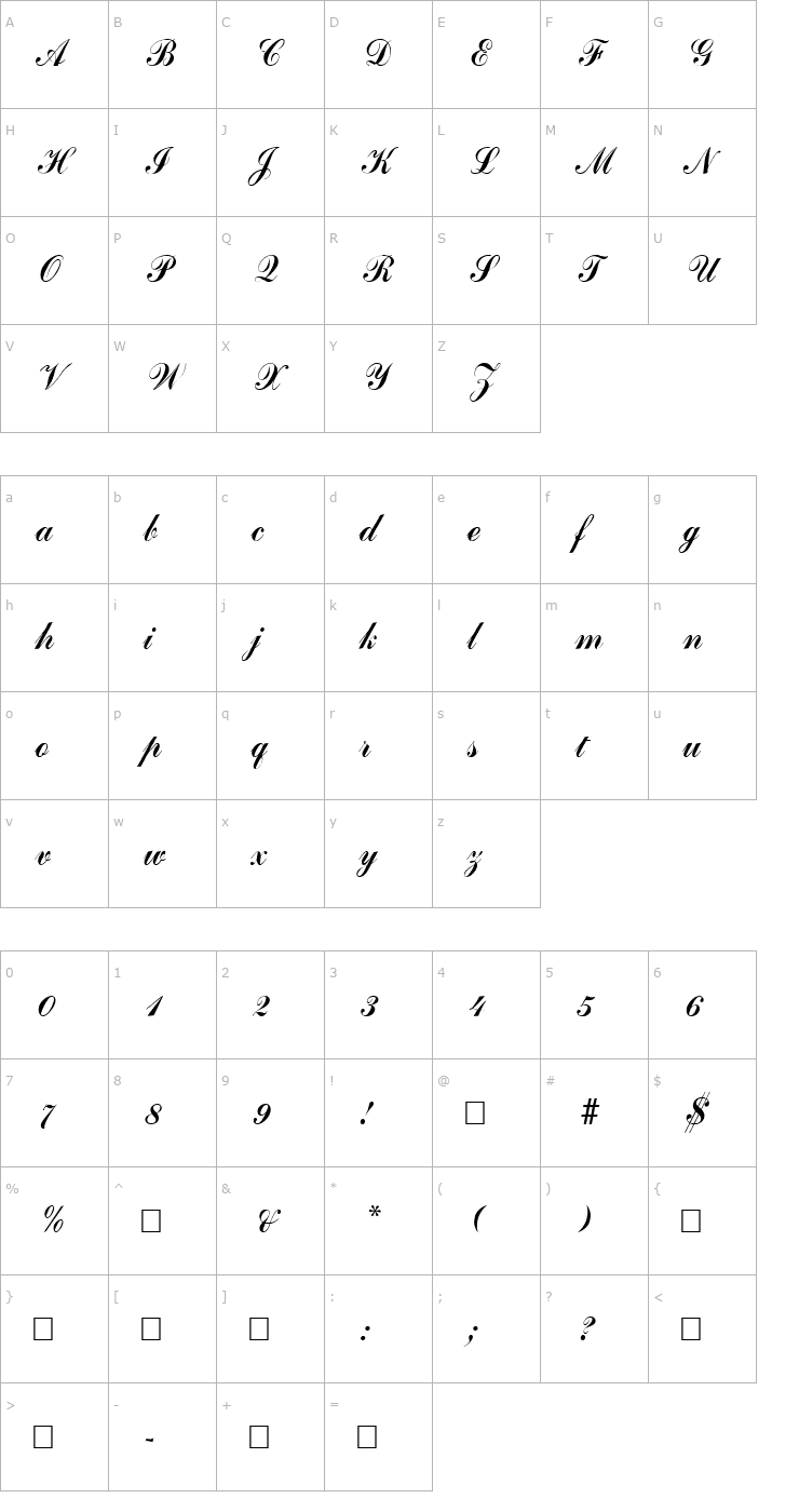 Character Map ADHEREA Regular Font
