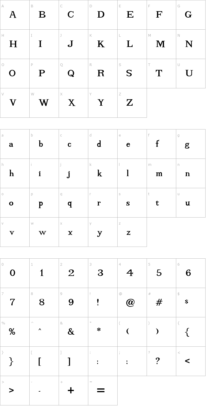 Character Map Adhesion-Regular Font