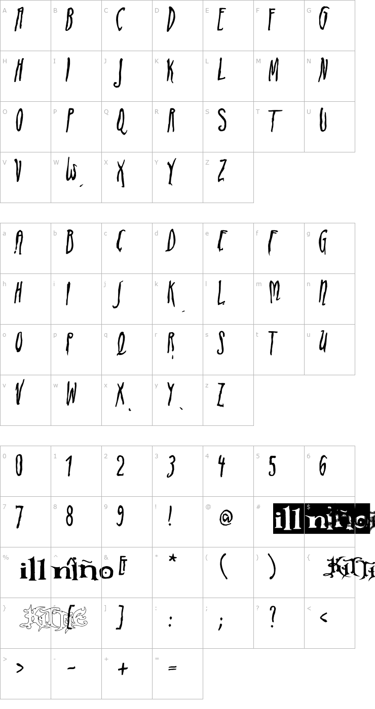 Character Map ADIstiLleRS Font Font
