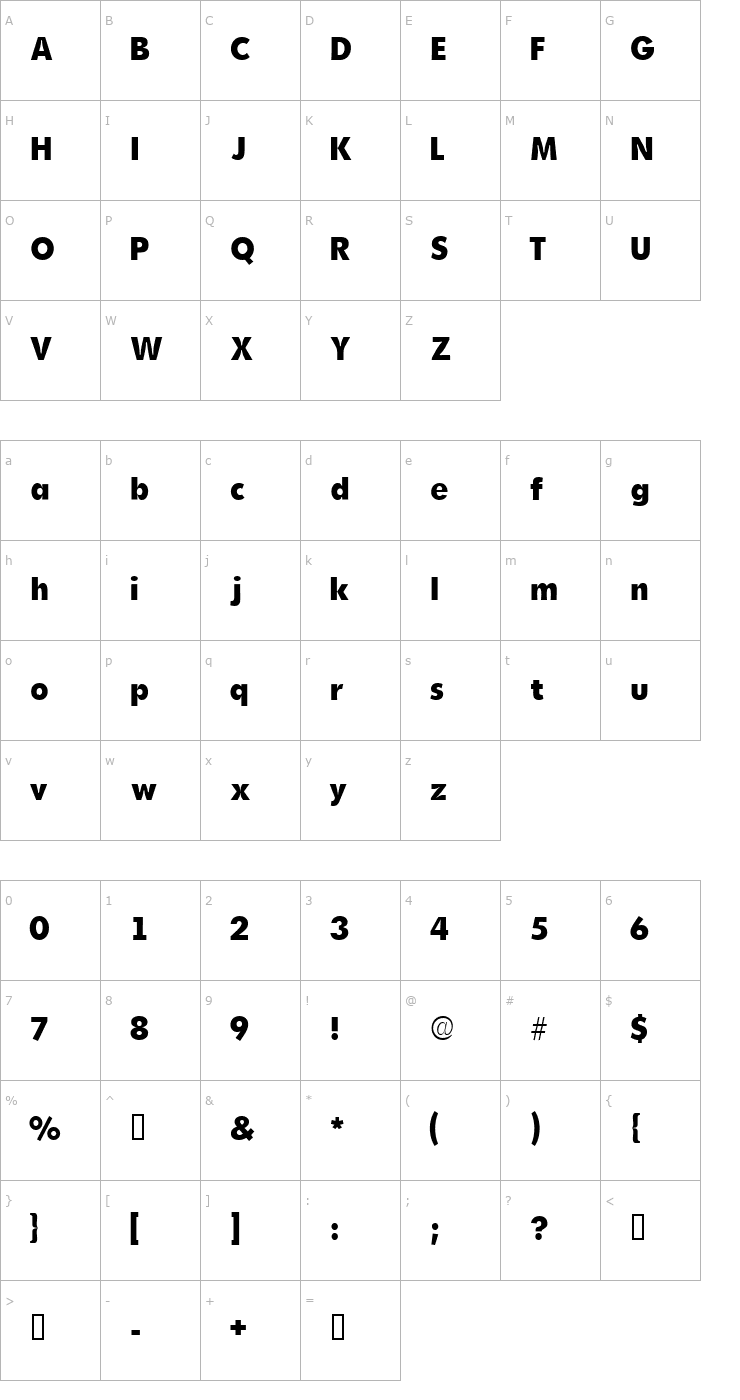 Character Map AdmisiSSK Font