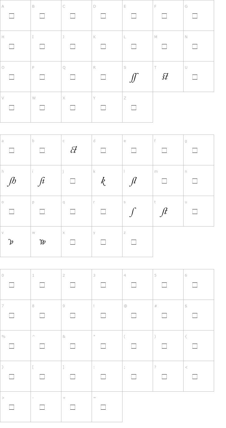 Character Map Adobe Caslon Italic Alternate Font