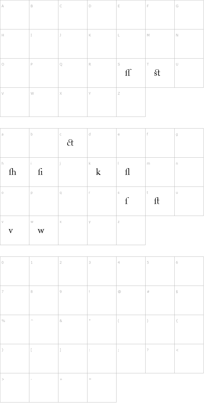 Character Map Adobe Caslon Regular Alternate Font
