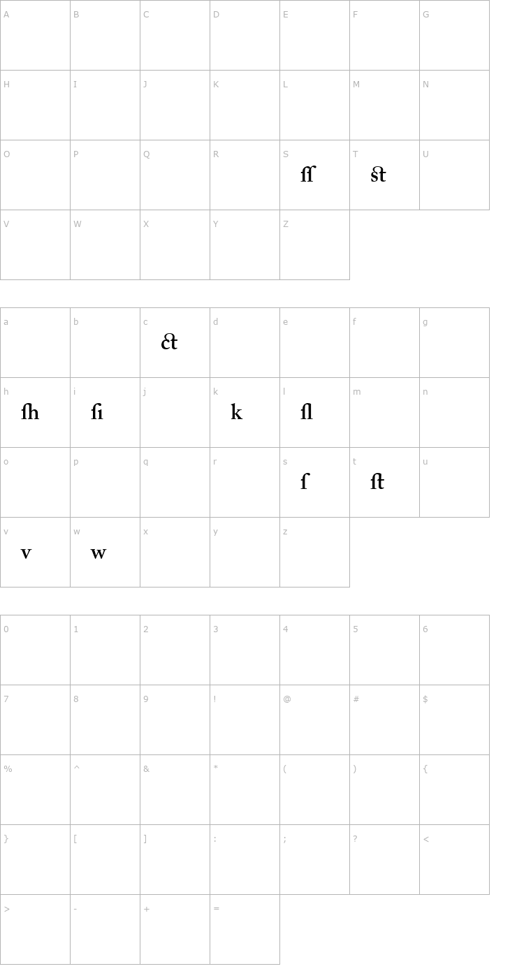 Character Map Adobe Caslon Semibold Alternate Font