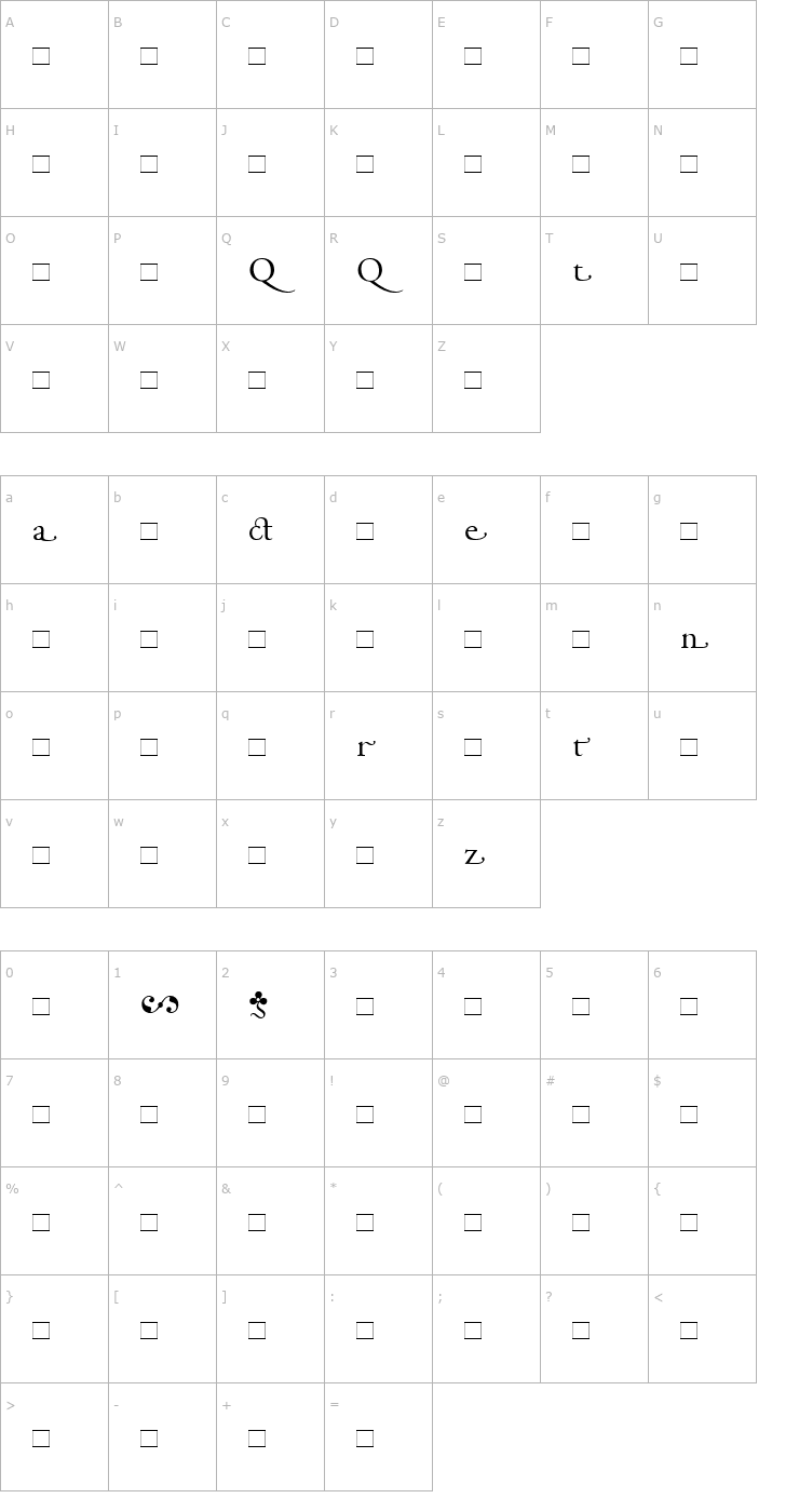 Character Map Adobe Garamond Regular Alternate Font