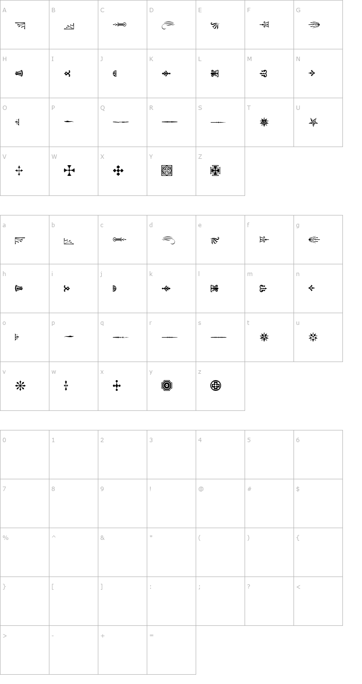 Character Map Adobe Wood Type Ornaments One Font