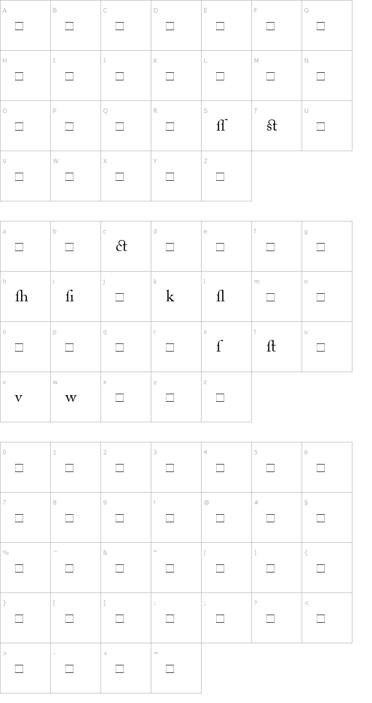 Character Map AdobeCaslonAlternate Font