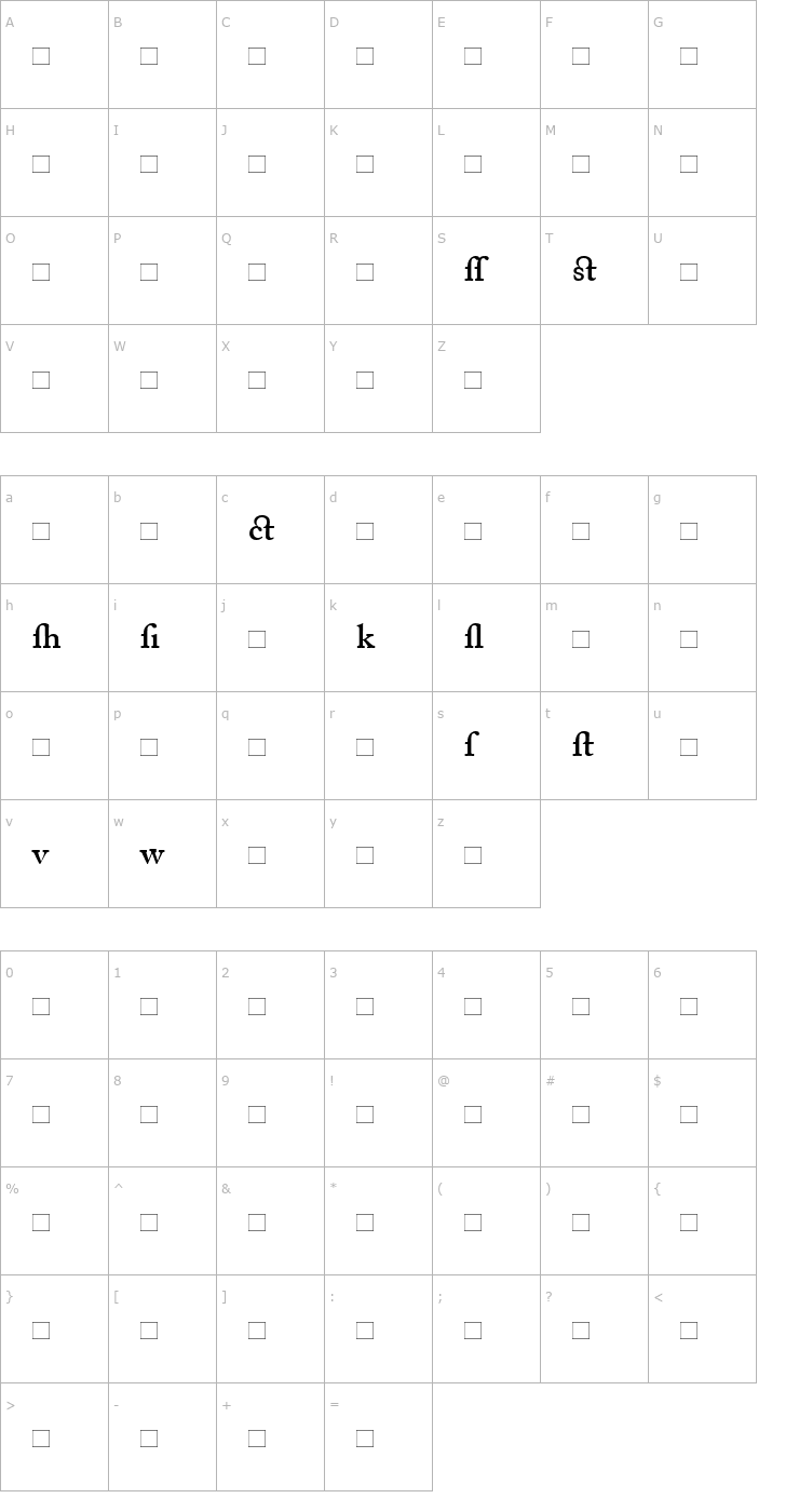 Character Map AdobeCaslonAlternate-SemiBold Font