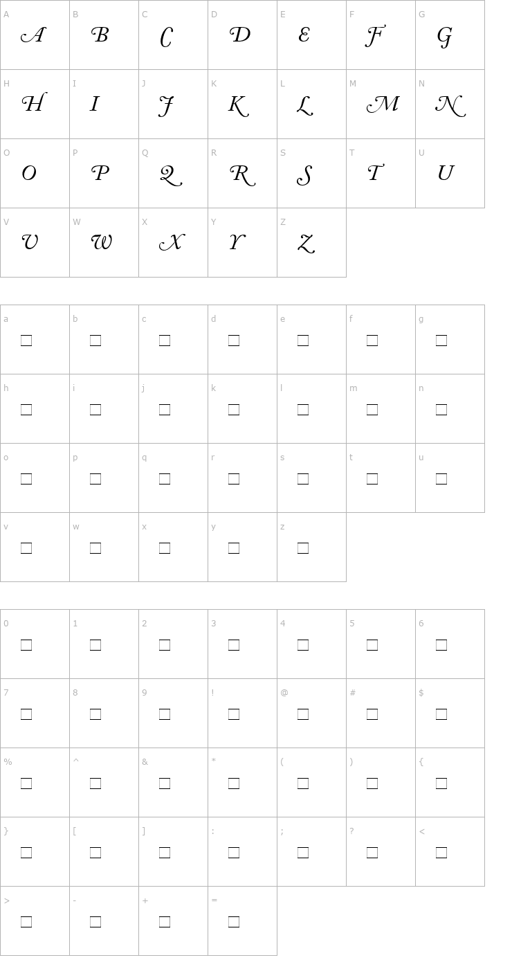 Character Map AdobeCaslonSwash-Italic Font