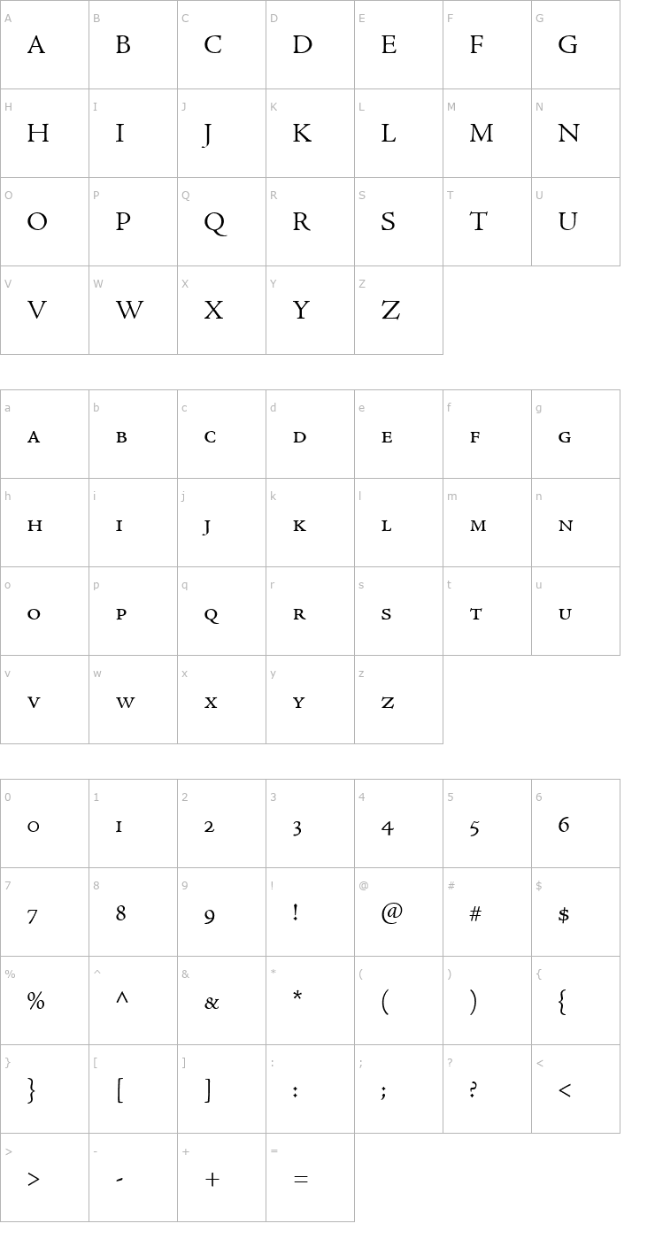 Character Map AdobeJensonSmallCaps Font