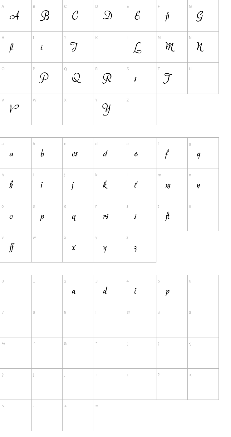 Character Map Adore Alt Font