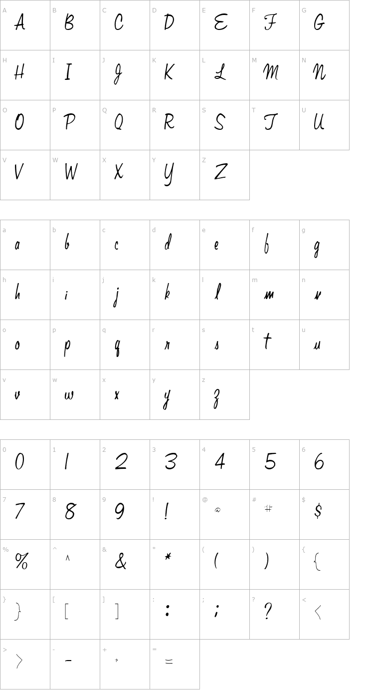 Character Map Adri Regular ttstd Font