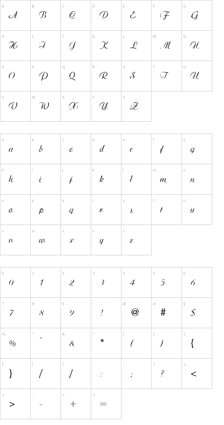 Character Map AdriaDB Normal Font