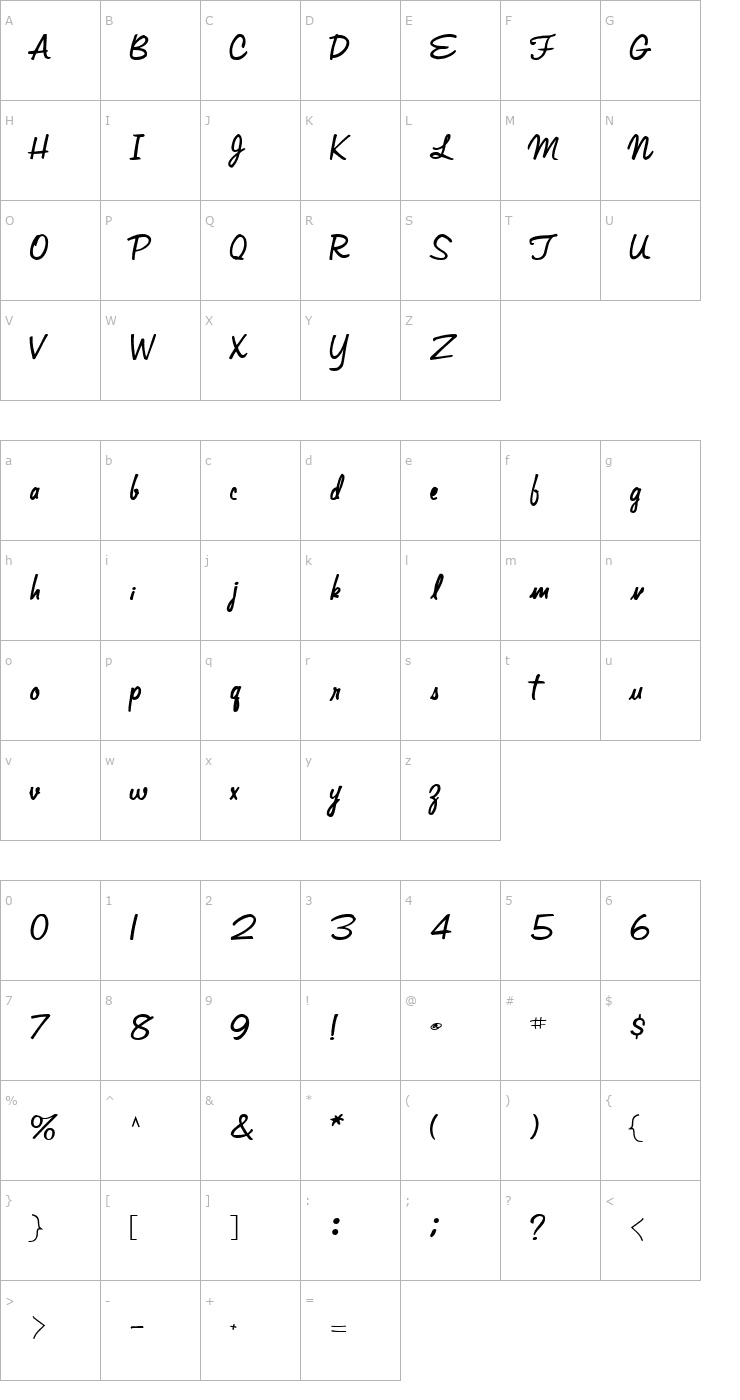 Character Map AdriAnna44 Bold Font