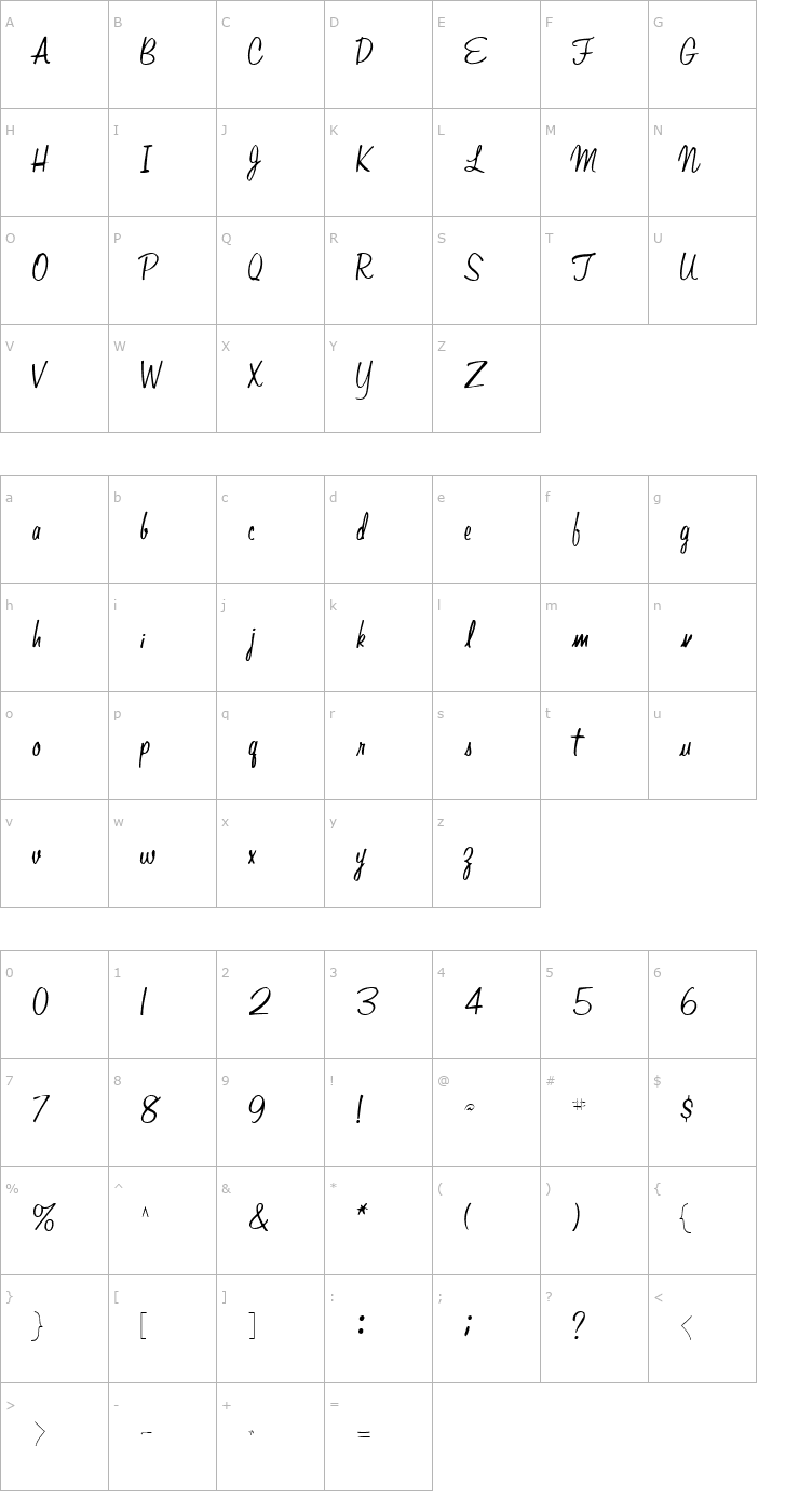 Character Map AdriAnna44 Regular ttcon Font