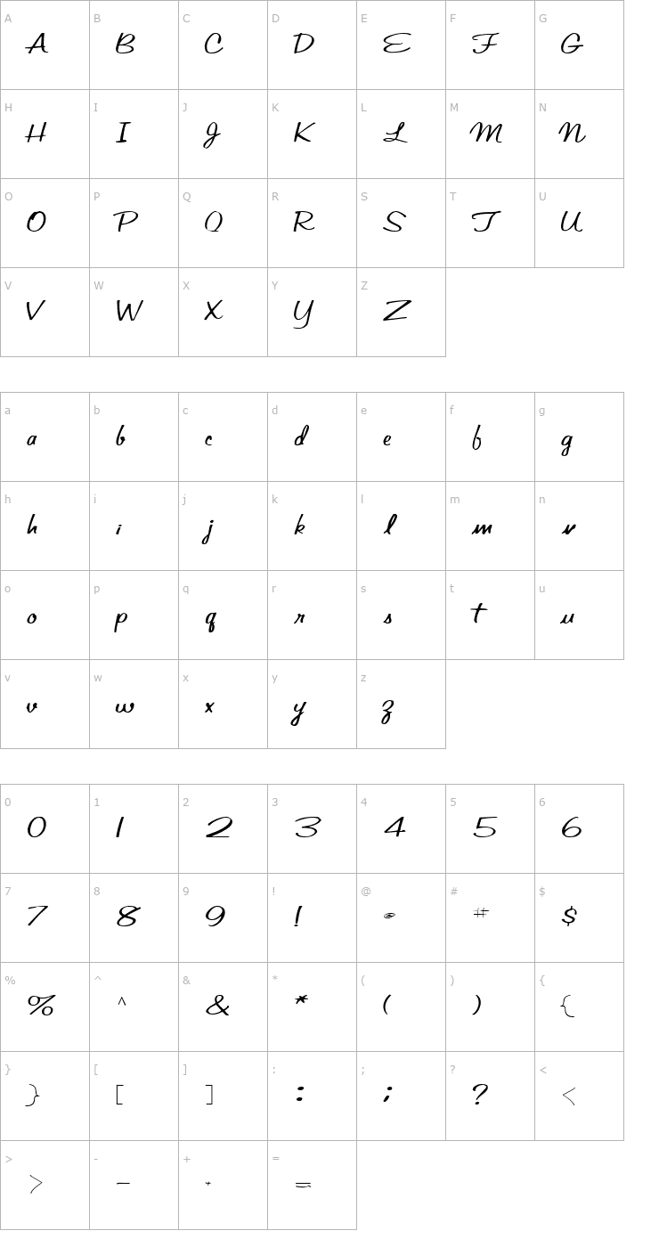 Character Map AdriAnna44 Regular ttext Font