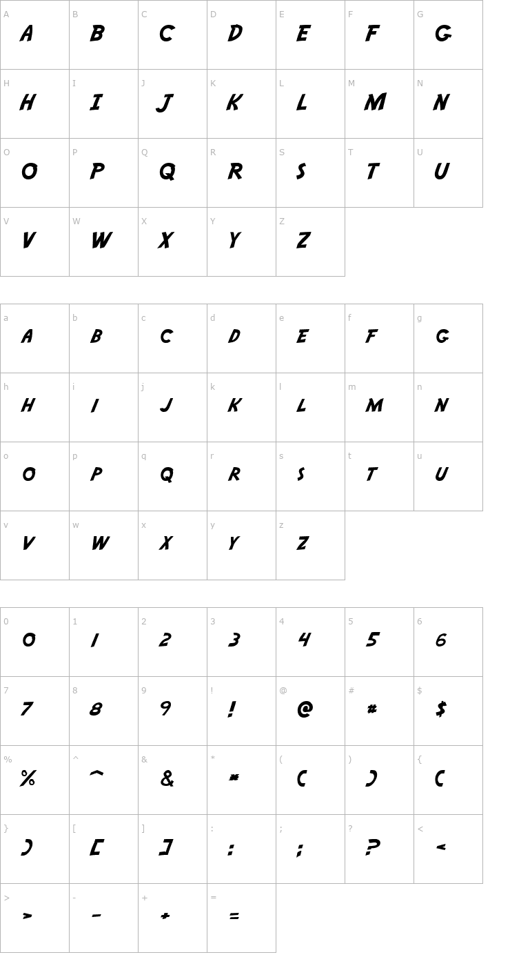 Character Map Adventure Font