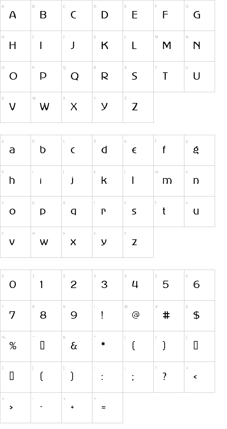 Character Map Advertiser Font