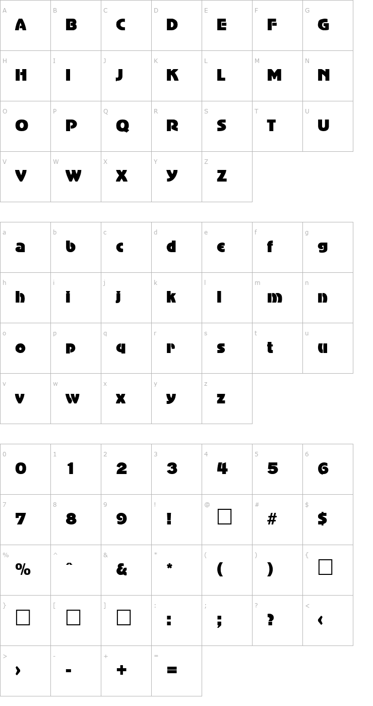 Character Map AdvertisersGothic Regular DB Font