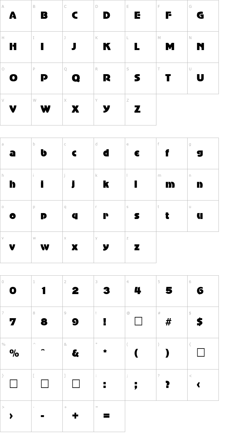 Character Map AdvertisersGothic Regular Font