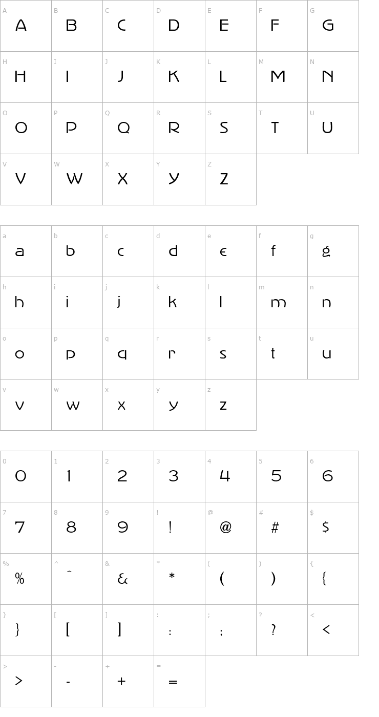 Character Map AdvertisersGothicLight Font