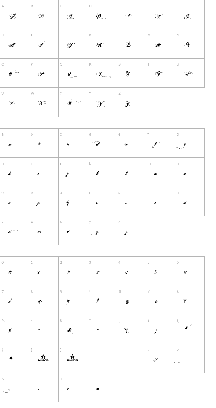 Character Map Aenima Font