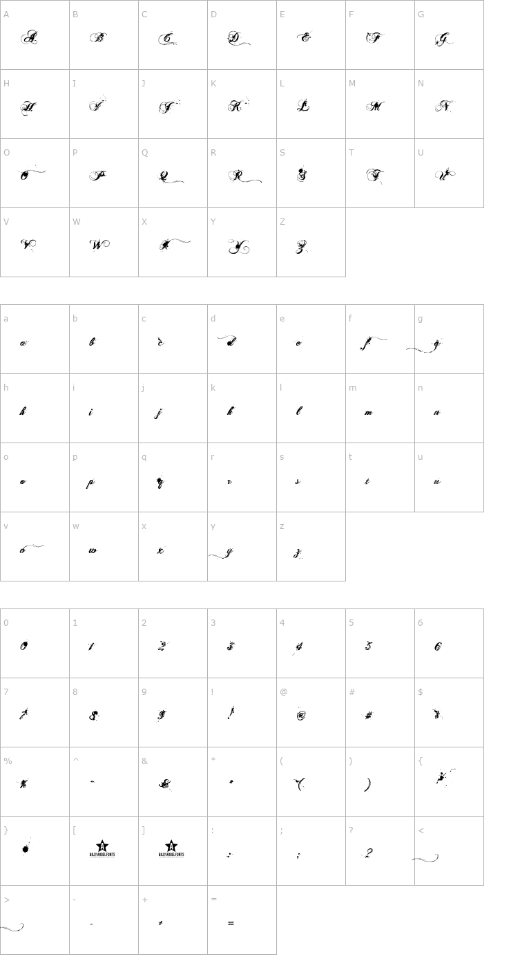 Character Map Aenima OTF Font