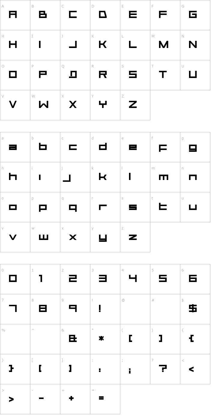 Character Map Aerial Font