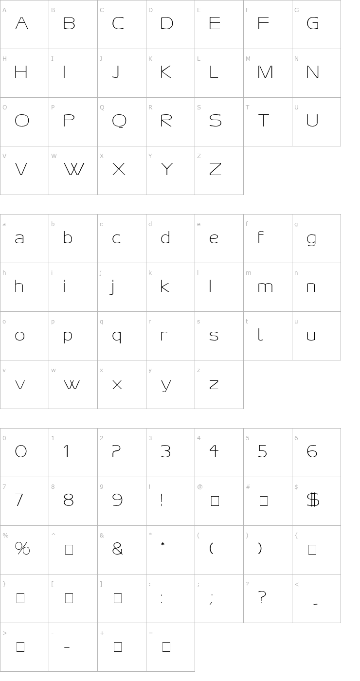 Character Map Aero Display SSi Font