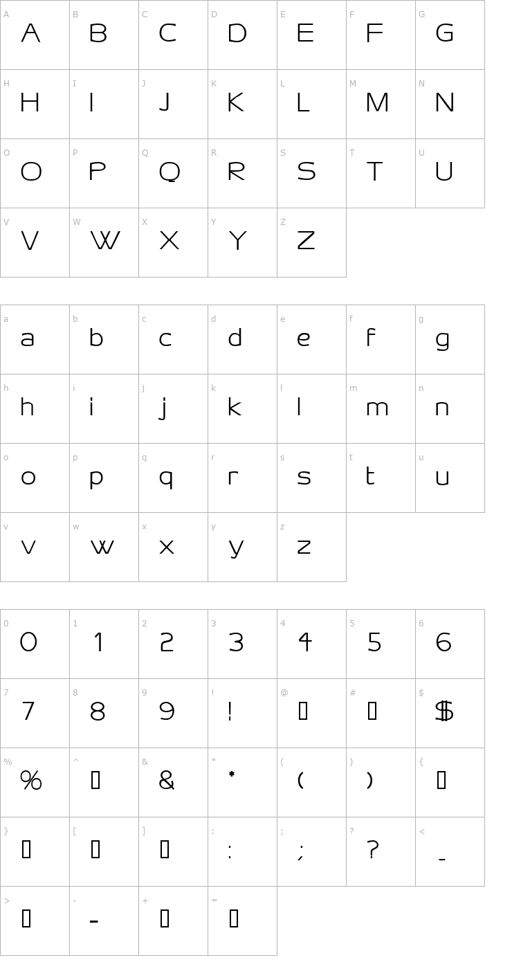 Character Map AeroDisplaySSK Bold Font
