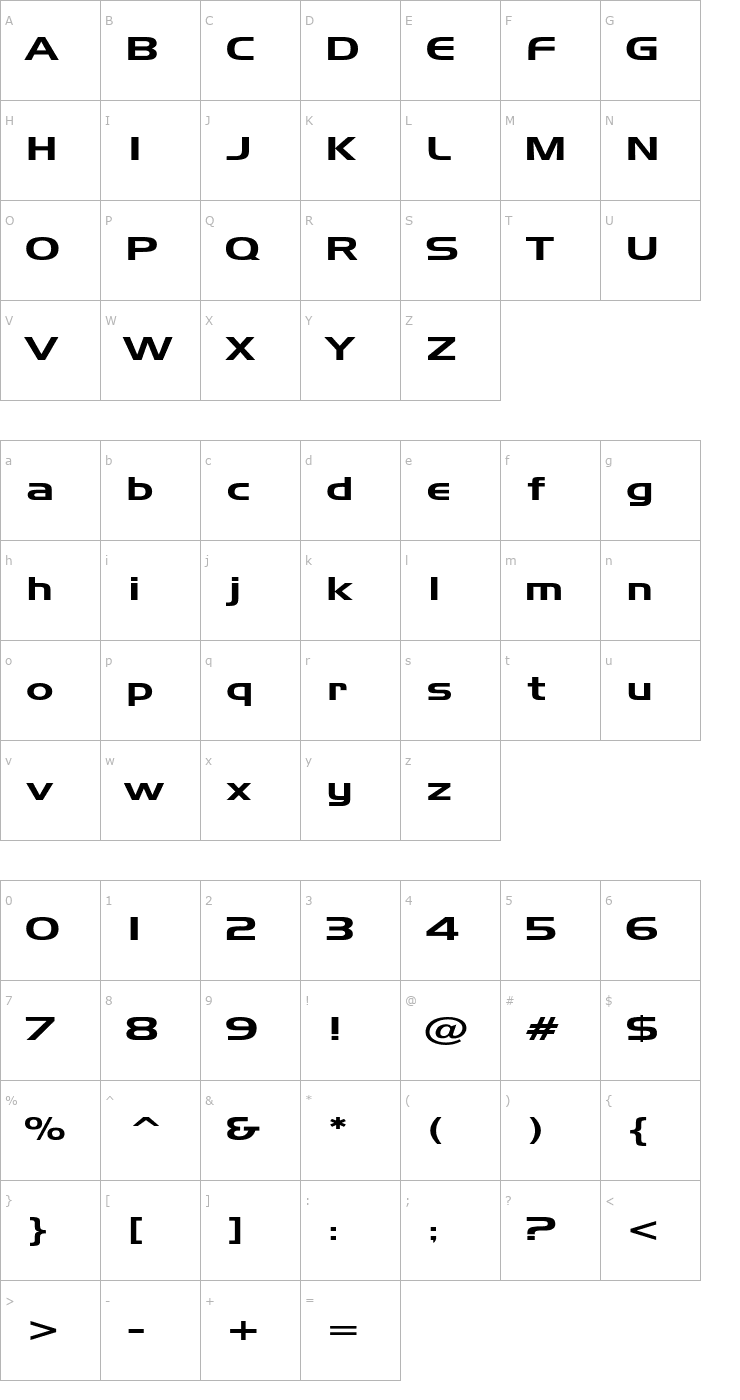 Character Map AeroExtended Font