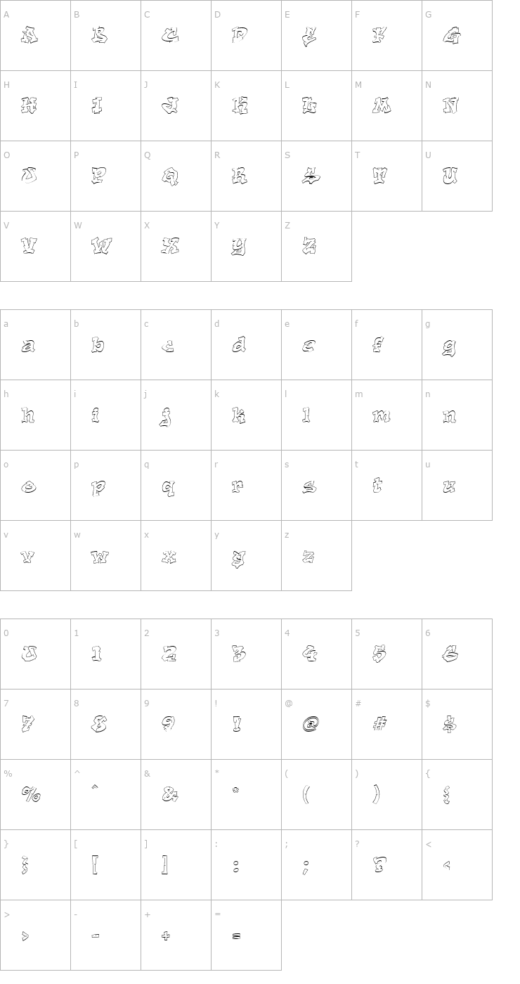 Character Map Aerosol Font