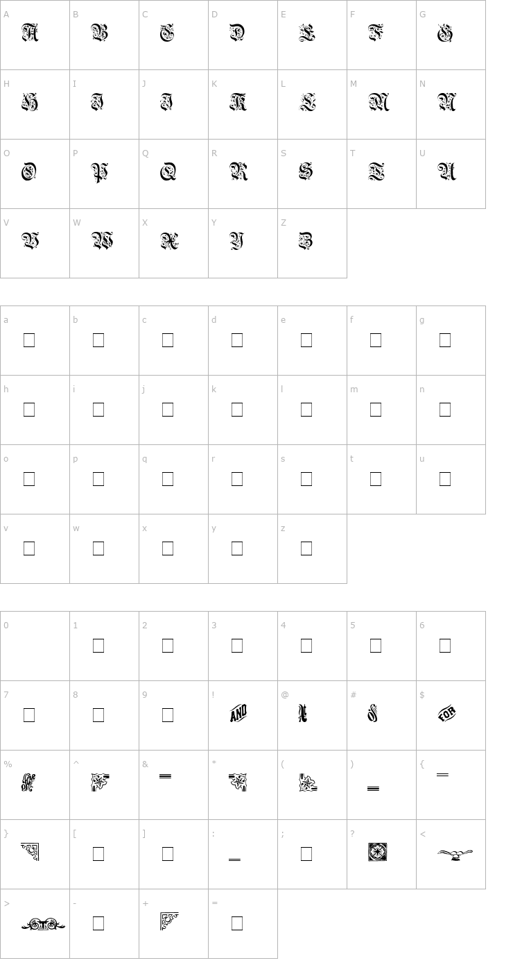 Character Map Aeterna Caps SSi Font