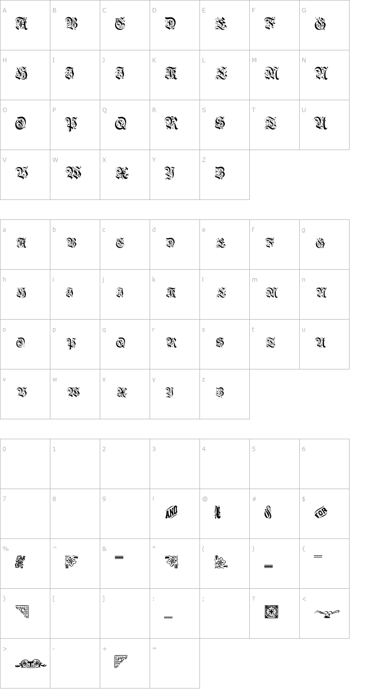 Character Map AeternaCapsSSK Font